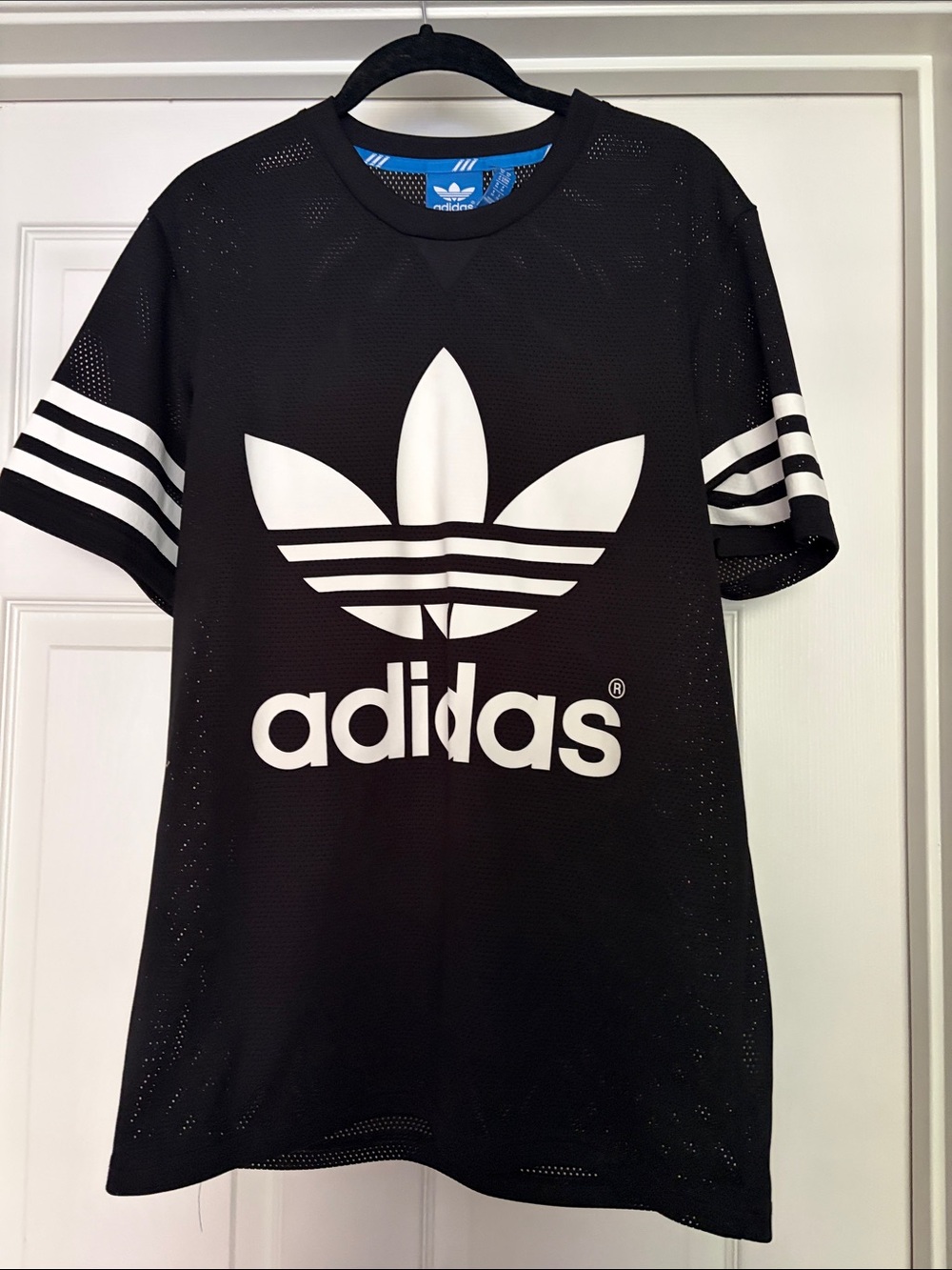 adidas Black Mesh Tee with White Trefoil Logo